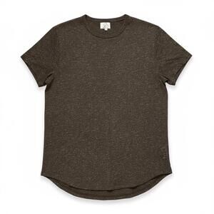 Kuwalla Tee Linen Blend T-Shirt Men’s Medium | Brown Curved Hem Minimalist